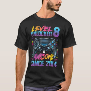 Level 8 Unlocked Awesome Since 2014 8th Birthday T-Shirt