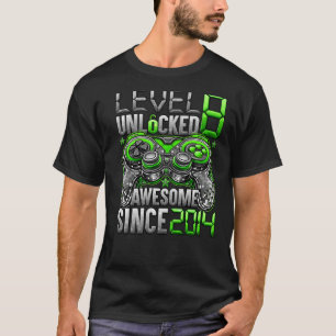 Level 8 Unlocked Awesome Since 2014 8th Birthday T-Shirt