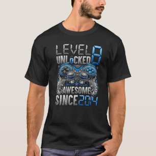 Level 8 Unlocked Awesome Since 2014 8th Birthday T-Shirt