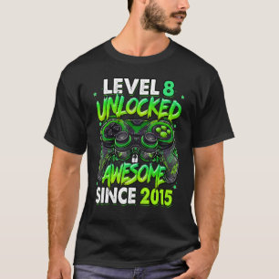 Level 8 Unlocked Awesome Since 2015 8th Birthday G T-Shirt