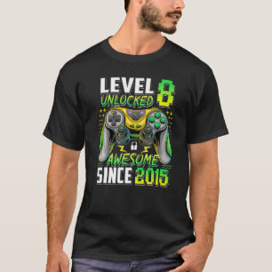 Level 8 Unlocked Awesome Since 2015 8th Birthday G T-Shirt
