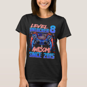 Level 8 Unlocked Awesome Since 2015 8th Birthday G T-Shirt