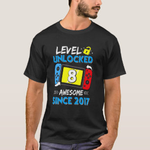 Level 8 Unlocked Awesome Since 2017 8th Birthday V T-Shirt