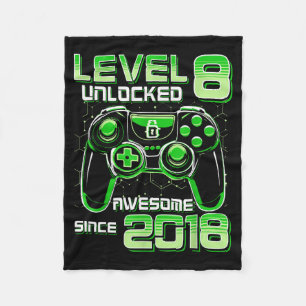 Level 8 Unlocked Awesome Since 2018 8th Birthday G Fleece Blanket