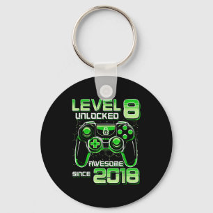 Level 8 Unlocked Awesome Since 2018 8th Birthday G Keychain