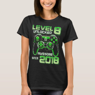 Level 8 Unlocked Awesome Since 2018 8th Birthday G T-Shirt