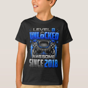 Level 8 Unlocked Awesome Since 2018 8th Birthday G T-Shirt