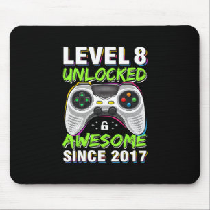 Level 8 Unlocked Awesome Since 8th Birthday Gaming Mouse Pad
