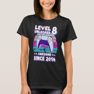 Level 8 Unlocked Bday Gamer Boy Girl 8 Years Old B T-Shirt