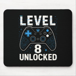 Level 8 Unlocked Birthday 8th Birthday Kids Boys V Mouse Pad