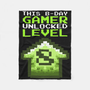Level 8 Unlocked Birthday Video Game 8th Birthday Fleece Blanket