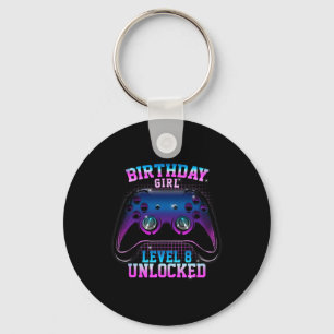 Level 8 Unlocked Cute Video Game 8th Birthday Gami Keychain