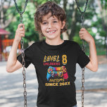 Level 8 Unlocked - Fun Birthday 8 Gamer  T-Shirt<br><div class="desc">Celebrate your child's 8th birthday with this gamer-themed design for kids' birthdays. Featuring the phrase "LEVEL 8 UNLOCKED AWESOME SINCE CUSTOMIZABLE YEAR" in modern orange and red typography and a gamer controller in the background. The design is personalized with your child's year of birth, perfect for giving as a gift...</div>