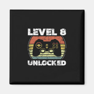 Level 8 Unlocked Funny Video Gamer 8th Birthday  Magnet