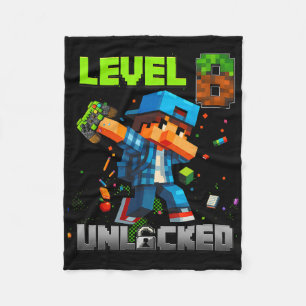 Level 8 Unlocked Funy Birthday Boy Pixel Gamer 8th Fleece Blanket