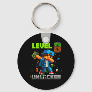 Level 8 Unlocked Funy Birthday Boy Pixel Gamer 8th Keychain