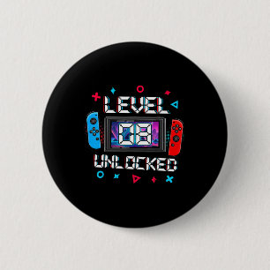Level 8 Unlocked Gamer 8th Birthday Gift Video Gam 2 Inch Round Button