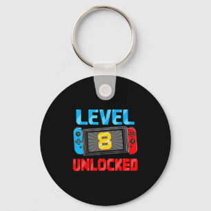 Level 8 Unlocked Gamer 8th Birthday Gift Video Gam Keychain