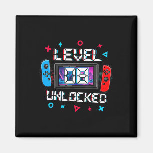 Level 8 Unlocked Gamer 8th Birthday Gift Video Gam Magnet