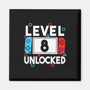 Level 8 Unlocked Gamer 8th Birthday Video Game Boy Magnet