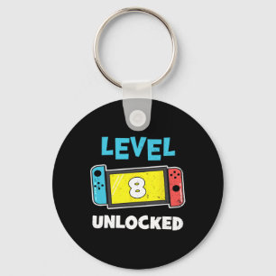 Level 8 Unlocked Gamer 8th Birthday Video Game Lov Keychain