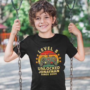 Level 8 Unlocked Gamer Boy Birthday  T-Shirt