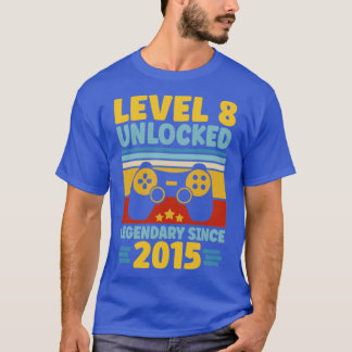 Level 8 Unlocked Legendary Since 2015 8th Birthday T-Shirt