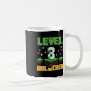Level 8 Unlocked Pixel Gamer 8th Birthday Gaming B Coffee Mug