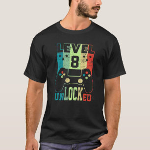 Level 8 Unlocked Shirt Funny Video Gamer 8th Birth