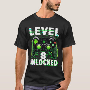 Level 8 Unlocked Shirt Funny Video Gamer Geek 8th 