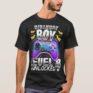 Level 8 Unlocked Video Game 8th Birthday Gamer Boy T-Shirt