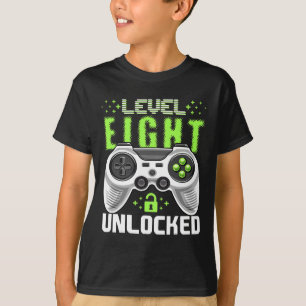 Level 8 Unlocked Video Game 8th Birthday Gamer Gif T-Shirt