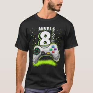 Level 8 Unlocked Video Gamer 8th Birthday Gamer Gi T-Shirt