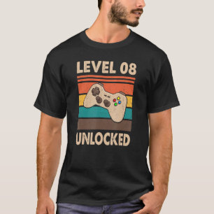 Level 8 Unlocked Video Gamer Classic 8th Birthday T-Shirt