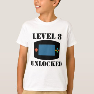Level 8 Unlocked Video Games 8th Birthday T-Shirt