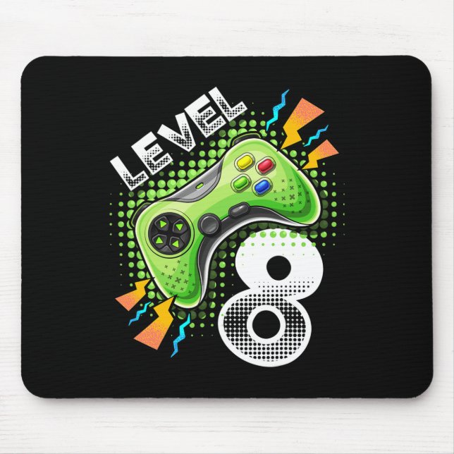 Level 8 Video Game Controller 8th Birthday Gamer G Mouse Pad (Front)