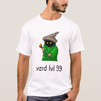 Level 99 Wizard Pixel Art - Green T-Shirt