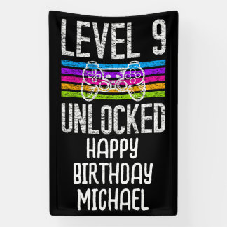 Level 9 Unlocked 9th Birthday Banner