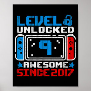 Level 9 Unlocked 9th Birthday Gaming Gift Boys Poster