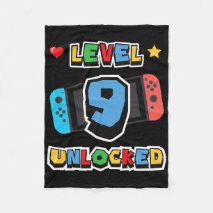 Level 9 Unlocked 9th Birthday Kids Video Game 9 Ye Fleece Blanket