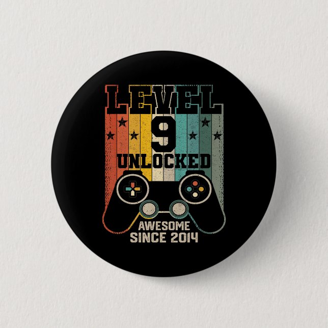 Level 9 Unlocked Awesome 2014 Boy Video Game 9th B 2 Inch Round Button (Front)