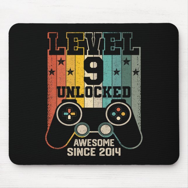Level 9 Unlocked Awesome 2014 Boy Video Game 9th B Mouse Pad (Front)
