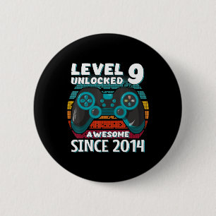 Level 9 Unlocked Awesome 2014 Video Game 9th Birth 2 Inch Round Button