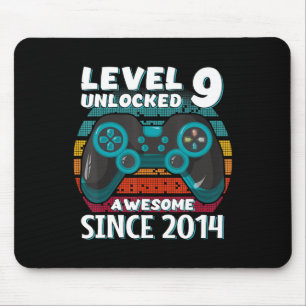 Level 9 Unlocked Awesome 2014 Video Game 9th Birth Mouse Pad