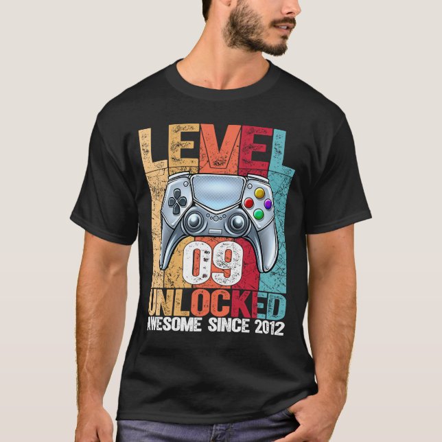 Level 9 Unlocked Awesome Since 2012 9th Birthday G T-Shirt (Front)