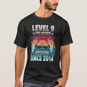 Level 9 Unlocked Awesome Since 2014 9 Year Gamer B T-Shirt