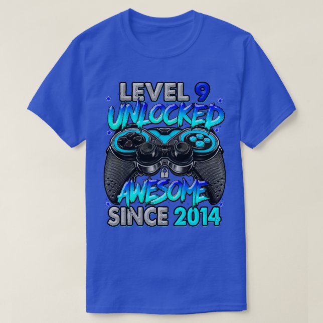 Level 9 Unlocked Awesome Since 2014 9th Birthday G T-Shirt (Design Front)