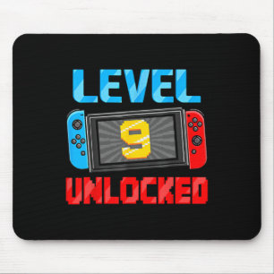 Level 9 Unlocked Gamer 9th Birthday Gift Video Gam Mouse Pad
