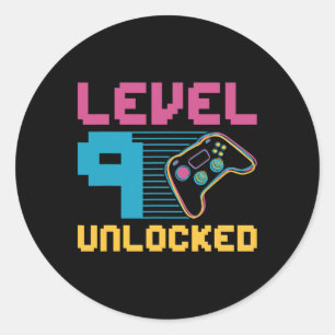 Level 9 Unlocked Gaming Birthday 1 Classic Round Sticker