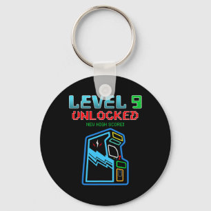 Level 9 Unlocked New High Score Arcade Game Birthd Keychain